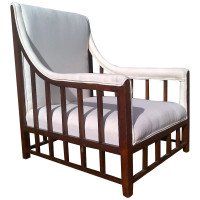 Aesthetic Movement Anglo-Japanese Mahogany Armchair with Lattice Work Details - Thumbnail 1