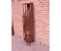 Secessionist Style Walnut Corner Display Cabinet with Stylized Brass Handles - Thumbnail 2