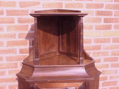 Secessionist Style Walnut Corner Display Cabinet with Stylized Brass Handles - Thumbnail 3
