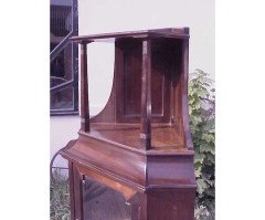 Secessionist Style Walnut Corner Display Cabinet with Stylized Brass Handles - Thumbnail 5