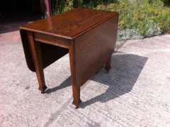 Arts & Crafts Oak Drop Leaf/Draw Leg, Extending Dining Table To Seat Six - Thumbnail 2