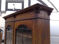 Arts & Crafts Oak Bookcase with Teardrop Stain Glass, Drawers and Lower Cupboard - Thumbnail 3