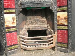 Aesthetic Movement Cast Iron Tiled Fire Insert with Hand Painted Sailing Scenes - Thumbnail 4