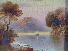 Aesthetic Movement Cast Iron Tiled Fire Insert with Hand Painted Sailing Scenes - Thumbnail 6