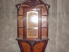 Art Nouveau Carved Walnut Inlaid & Glazed Salon Cabinet by Louis Majorelle - Thumbnail 5