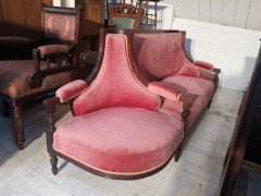 H W Batley Attri, Collinson & Lock. An Aesthetic Movement Rosewood Courting Sofa - Thumbnail 3