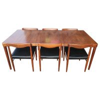 H. W. Klein, Bramin Scandinavian Extending Dining Table and Six Chairs with Carving - Thumbnail 1