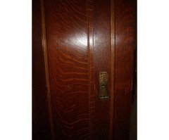 Shapland & Petter, Arts & Crafts Oak Treble Wardrobe with Floral Carved Details - Thumbnail 6