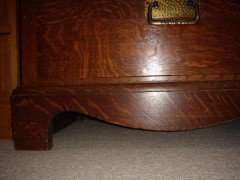 Shapland & Petter, Arts & Crafts Oak Treble Wardrobe with Floral Carved Details - Thumbnail 8