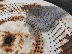 French Art Deco Iron Cafã© or Bistro Circular Dining Table with Perforated Top - Thumbnail 7