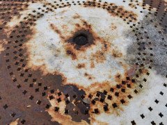 French Art Deco Iron Cafã© or Bistro Circular Dining Table with Perforated Top - Thumbnail 9