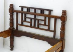 E. W. Godwin Style Rare Anglo- Japanese Walnut Double Bed with Lattice Work Details - Thumbnail 3