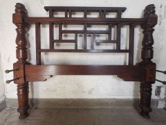 E. W. Godwin Style Rare Anglo- Japanese Walnut Double Bed with Lattice Work Details - Thumbnail 4