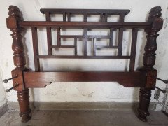 E. W. Godwin Style Rare Anglo- Japanese Walnut Double Bed with Lattice Work Details - Thumbnail 5