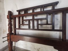 E. W. Godwin Style Rare Anglo- Japanese Walnut Double Bed with Lattice Work Details - Thumbnail 6