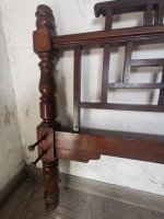 E. W. Godwin Style Rare Anglo- Japanese Walnut Double Bed with Lattice Work Details - Thumbnail 9