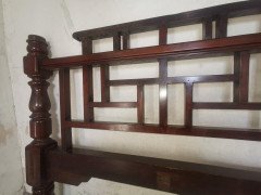 E. W. Godwin Style Rare Anglo- Japanese Walnut Double Bed with Lattice Work Details - Thumbnail 12