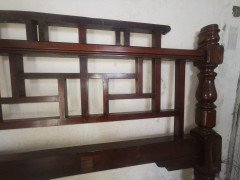 E. W. Godwin Style Rare Anglo- Japanese Walnut Double Bed with Lattice Work Details - Thumbnail 13