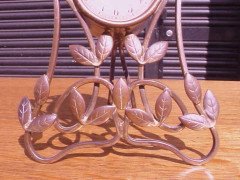Little Arts and Crafts Mantle/Bedside Clock With Hand Formed Copper Leaves - Thumbnail 3