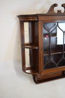 Edwards & Roberts, Queen Anne Revival Swan Neck Inlaid Mahogany Wall Cabinet - Thumbnail 3