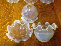 A Set of Six Arts and Crafts Vaseline/Uranium Glass Shades with pleated details - Thumbnail 6