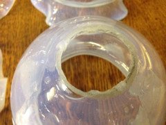 A Set of Six Arts and Crafts Vaseline/Uranium Glass Shades with pleated details - Thumbnail 8
