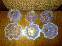 A Set of Six Arts and Crafts Vaseline/Uranium Glass Shades with pleated details - Thumbnail 2