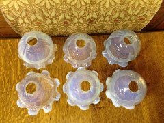 A Set of Six Arts and Crafts Vaseline/Uranium Glass Shades with pleated details - Thumbnail 3