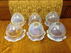A Set of Six Arts and Crafts Vaseline/Uranium Glass Shades with pleated details - Thumbnail 4
