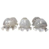 A Set of Six Arts and Crafts Vaseline/Uranium Glass Shades with pleated details - Thumbnail 1