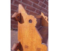 Charles Bevan Style a Gothic Revival Hanging Oak Shelf with Through Tenon Joints - Thumbnail 6