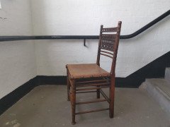 Liberty & Co. A Moorish Walnut Side Chair with Thebes Style Slung Leather Seat - Thumbnail 3