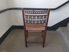 Liberty & Co. A Moorish Walnut Side Chair with Thebes Style Slung Leather Seat - Thumbnail 4