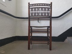 Liberty & Co. A Moorish Walnut Side Chair with Thebes Style Slung Leather Seat - Thumbnail 5