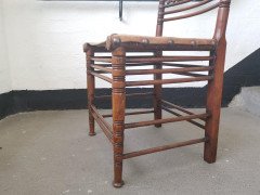 Liberty & Co. A Moorish Walnut Side Chair with Thebes Style Slung Leather Seat - Thumbnail 7