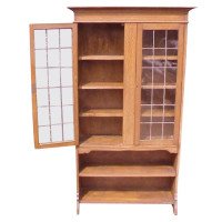 Waring & Gillows, attributed. Arts & Crafts Oak Bookcase with Ebony & Fruitwood Inlays