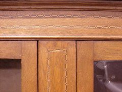 Waring & Gillows, attributed. Arts & Crafts Oak Bookcase with Ebony & Fruitwood Inlays - Thumbnail 5