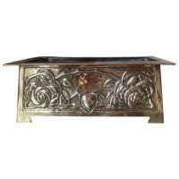 Margaret Gilmour, attributed. A Glasgow School Brass Planter with Stylised Roses