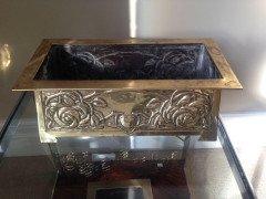 Margaret Gilmour, Attributed a Glasgow School Brass Planter with Stylised Roses - Thumbnail 4