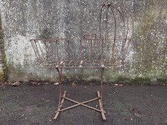 French Art Deco Decorative Iron Cot or Cradle with Canopy on Gentle Rockers - Thumbnail 2