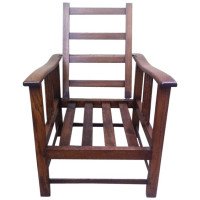 Shapland & Petter Arts & Crafts Oak Reclining Armchair with Shaped Extended Arms - Thumbnail 1