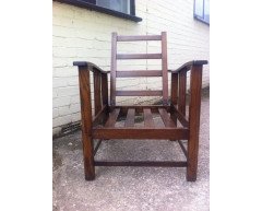 Shapland & Petter Arts & Crafts Oak Reclining Armchair with Shaped Extended Arms - Thumbnail 2