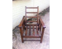 Shapland & Petter Arts & Crafts Oak Reclining Armchair with Shaped Extended Arms - Thumbnail 3