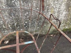French Art Deco Decorative Iron Cot or Cradle with Canopy on Gentle Rockers - Thumbnail 12