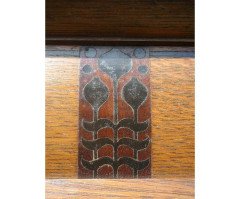 Gillow and Co. – Arts & Crafts Oak Treble Wardrobe with Ebony Floral Inlays - Thumbnail 4
