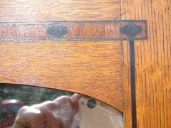 Gillow and Co. – Arts & Crafts Oak Treble Wardrobe with Ebony Floral Inlays - Thumbnail 5