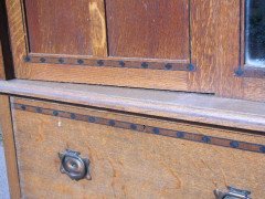 Gillow and Co. – Arts & Crafts Oak Treble Wardrobe with Ebony Floral Inlays - Thumbnail 6