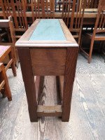 English Arts & Crafts Oak Hall Table with Carved Decoration & Blue Marble Top - Thumbnail 3