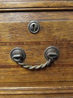 Morris & Co Attr. an Arts & Crafts Oak Treble Linen Press, Metalwork by Rathbone - Thumbnail 12
