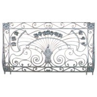 Victor Horta Style of an Art Nouveau Hand Wrought Iron Floral Balcony Railing - Thumbnail 1